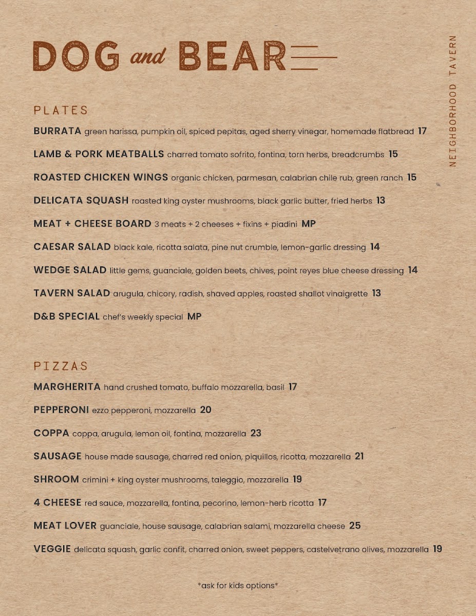 Menu The Dog & Bear Tavern-2