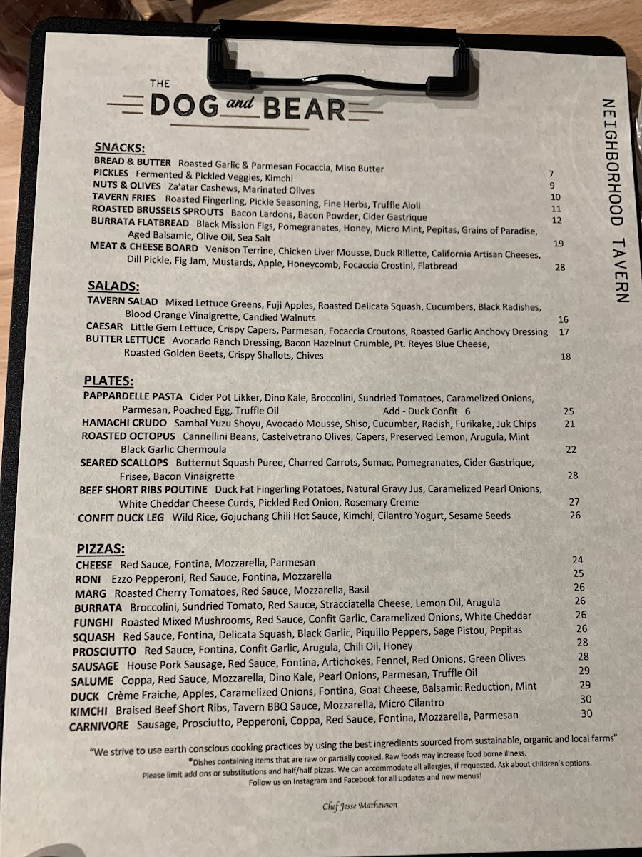 Menu The Dog & Bear Tavern-3