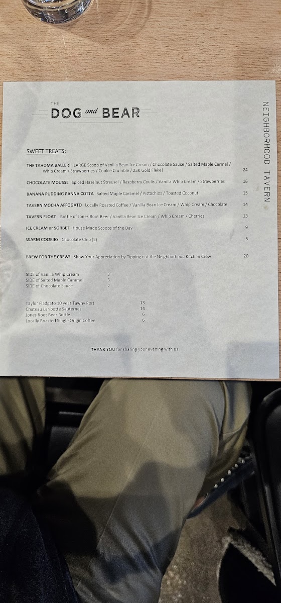 Menu The Dog & Bear Tavern-9